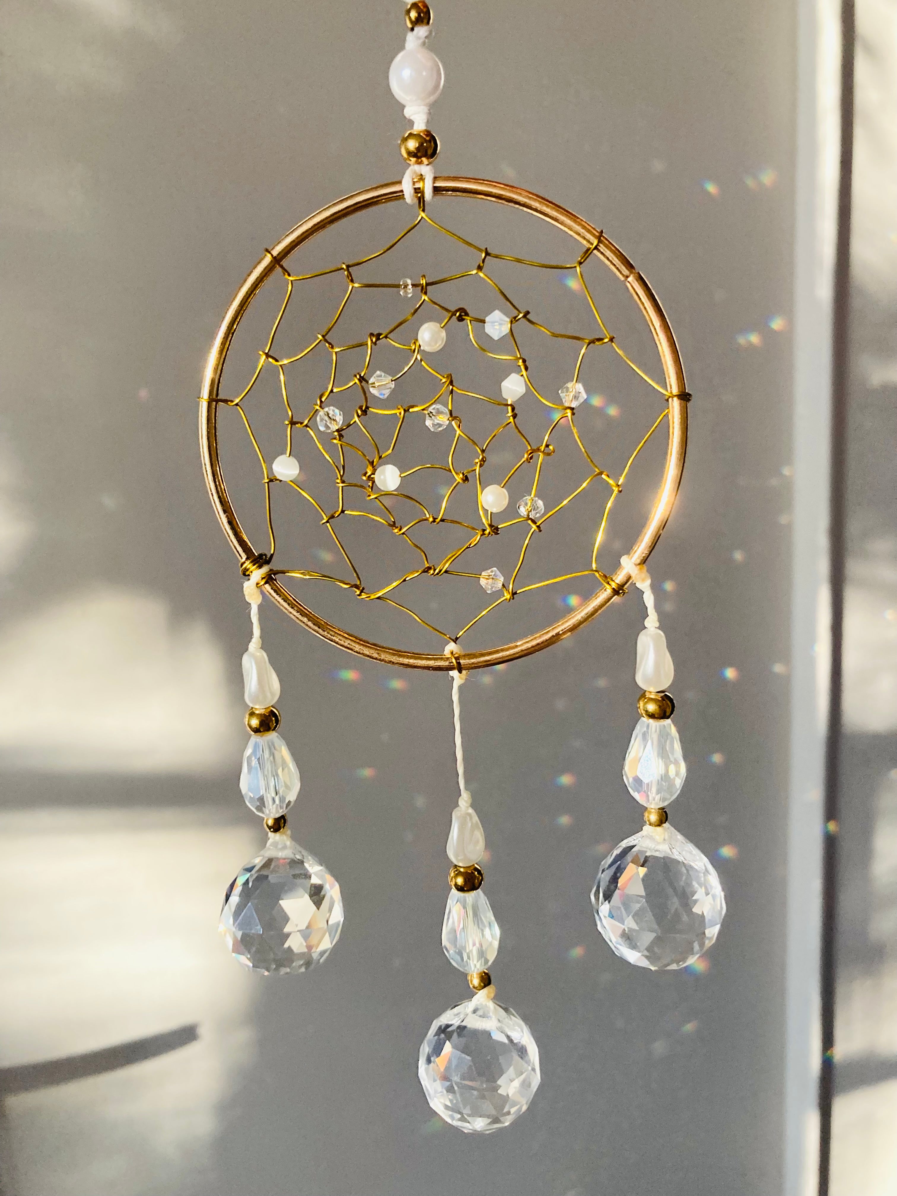 Handmade Golden Dreamcatcher Suncatcher