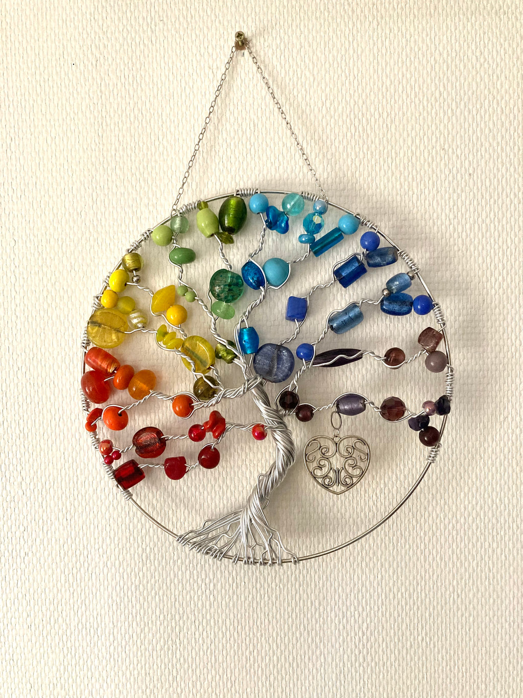 Rainbow coloured tree of life wall decoration