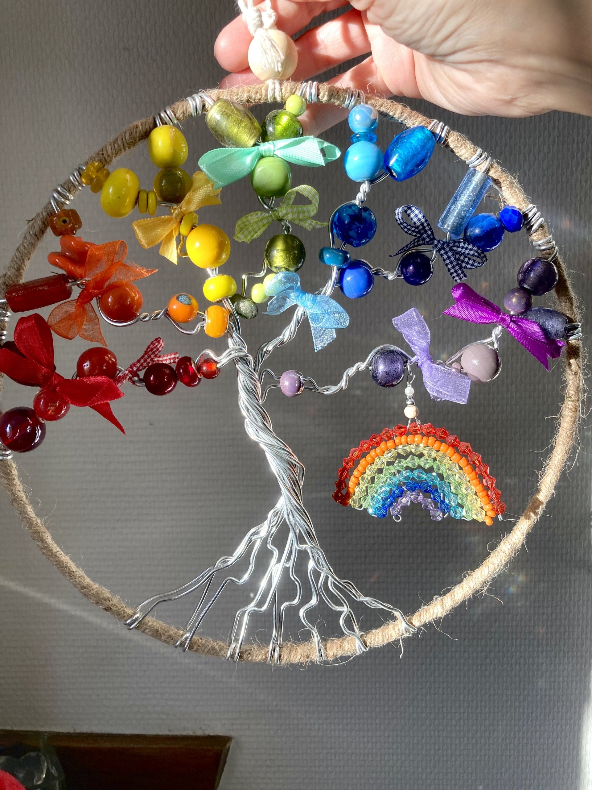 Rainbow Tree of Life Wall Decoration with Bow Accents