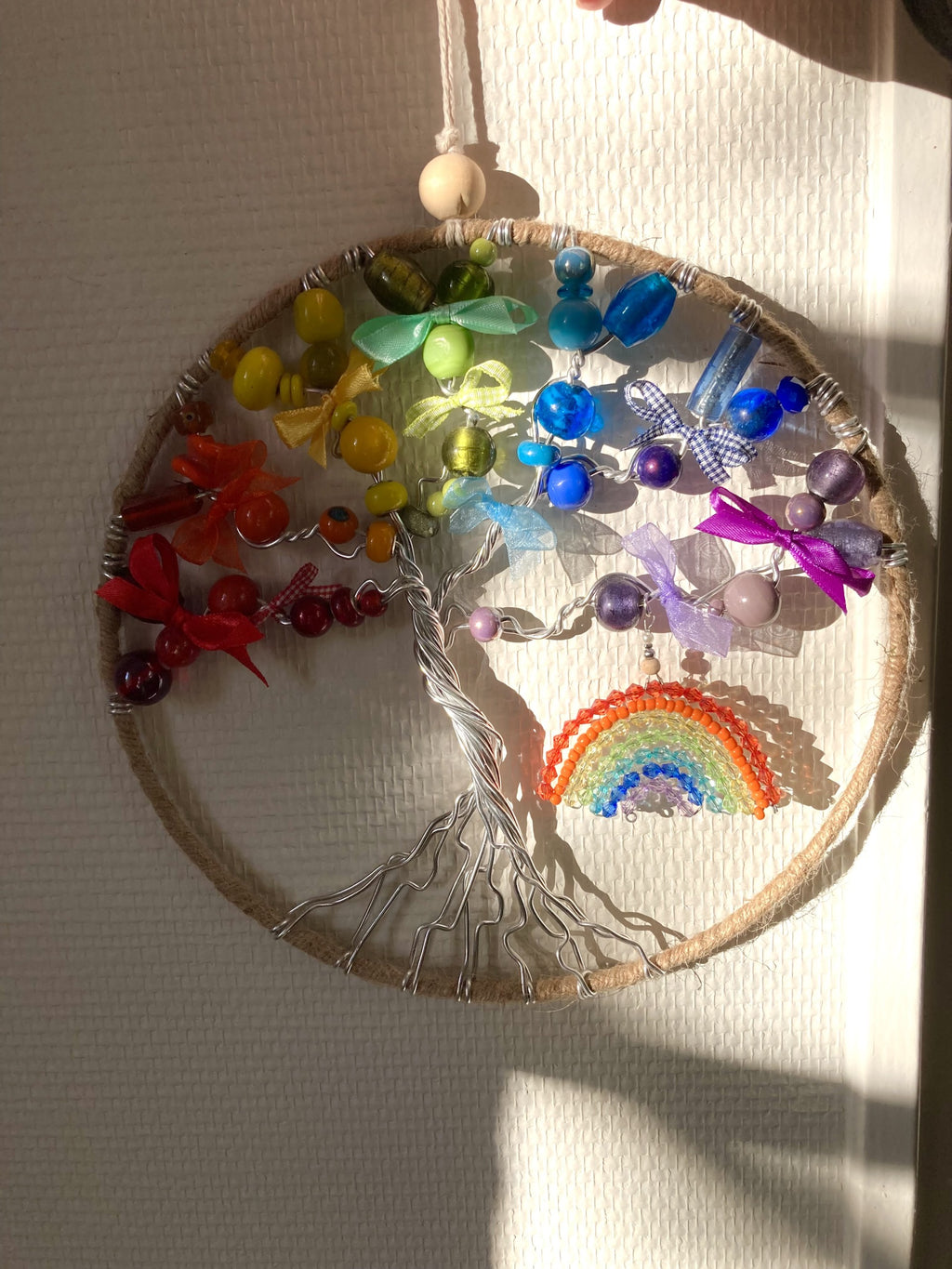 Rainbow Tree of Life Wall Decoration with Bow Accents