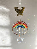 Handmade Golden Butterfly & Rainbow Suncatcher