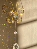 Handmade Golden Butterfly Suncatcher with Crystals