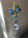 Handmade Spiral Heart Suncatcher - Gold, Green & Blue