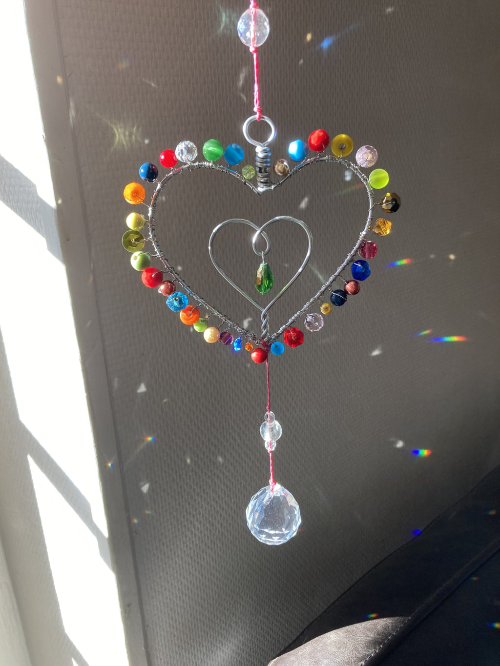Handmade Tutti Frutti Heart Suncatcher