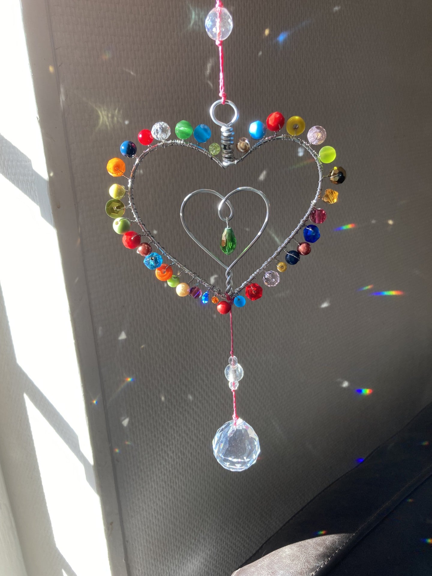Handmade Tutti Frutti Heart Suncatcher