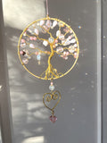 Handmade Pink & Gold Tree of Life Suncatcher