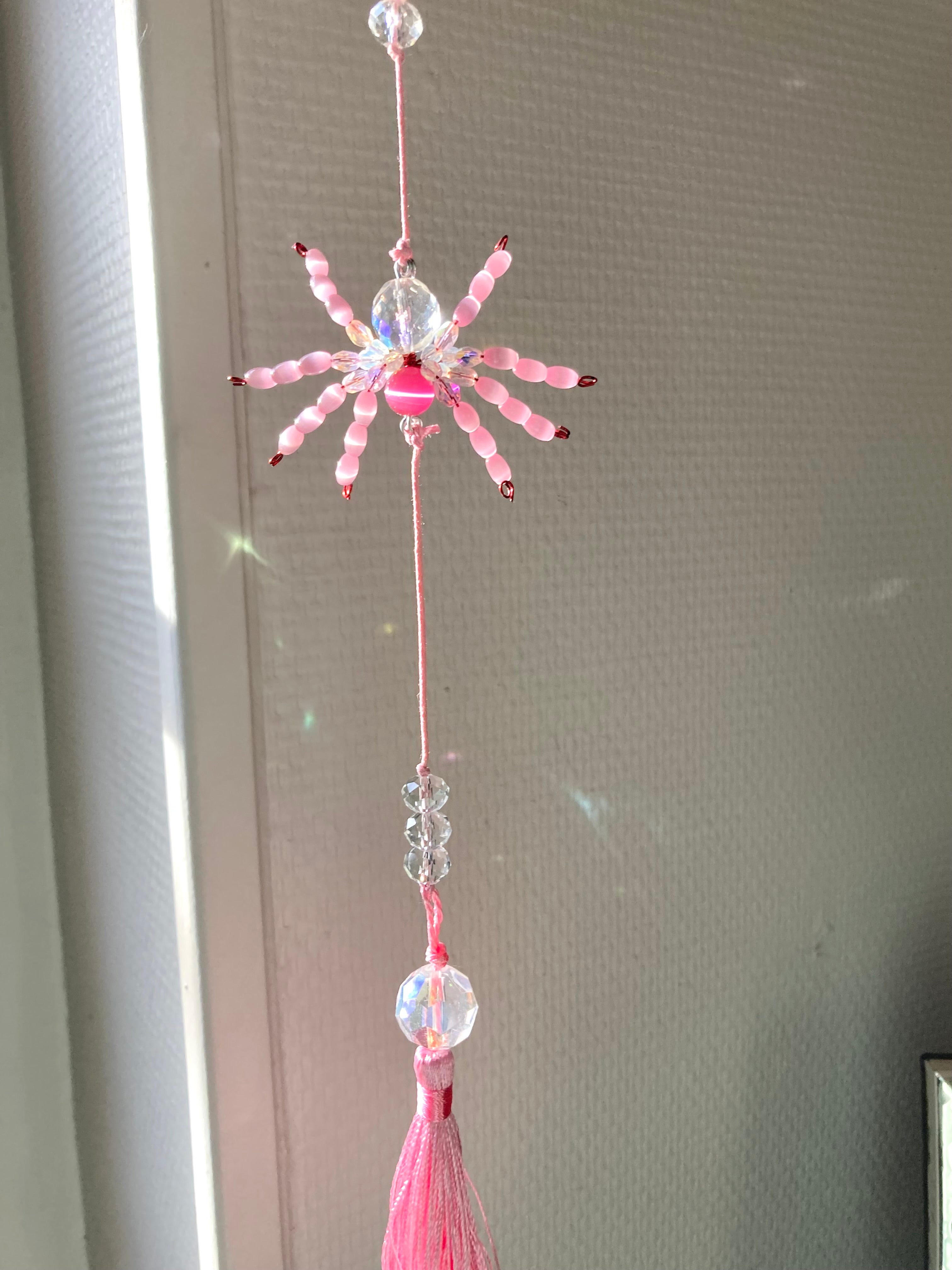 Handmade Pink Spider Suncatcher