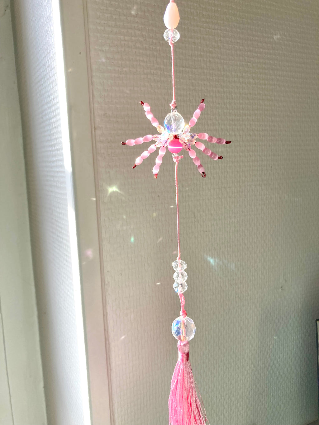 Handmade Pink Spider Suncatcher