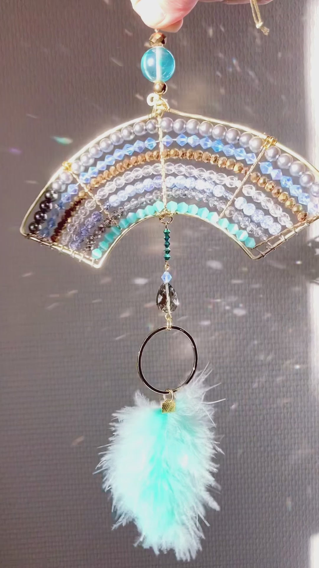 Arched Rainbow Suncatcher - Turquoise, Lilac & Gold