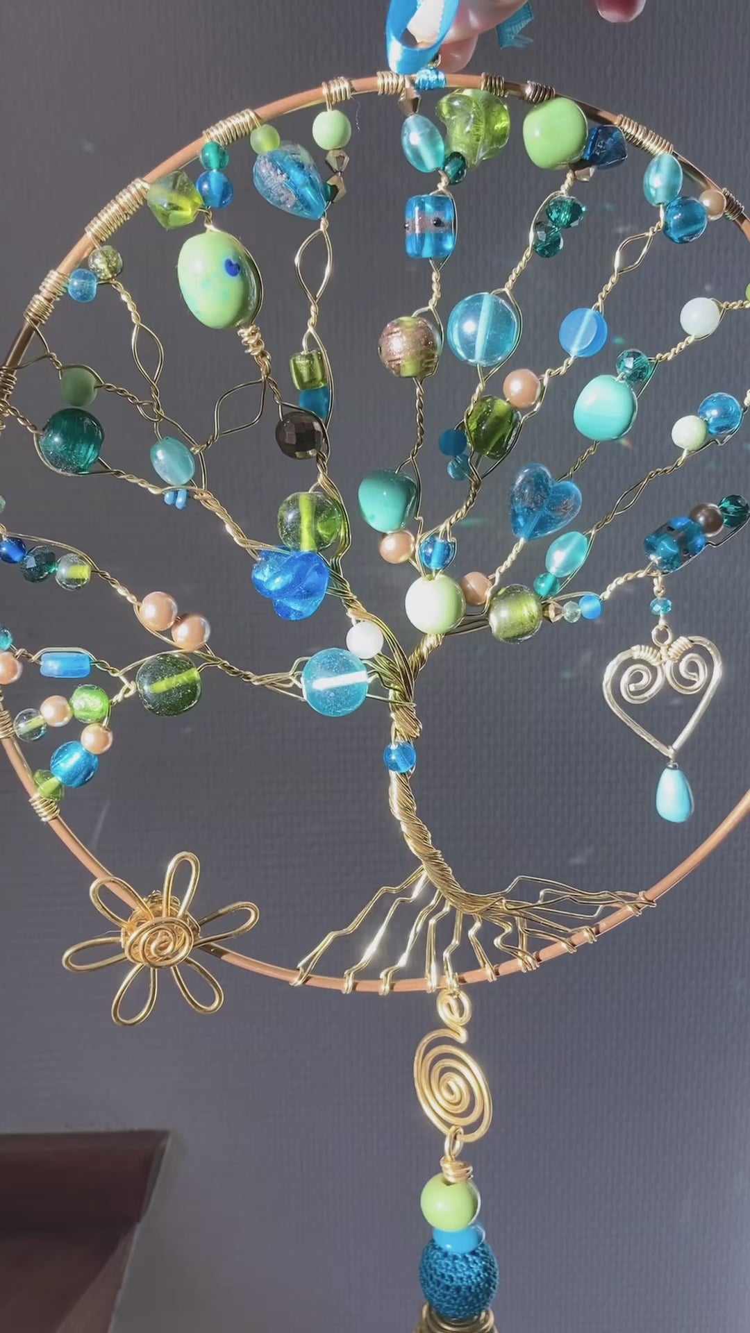 Summer Tree of Life Wall Decoration - Gold & Turquoise