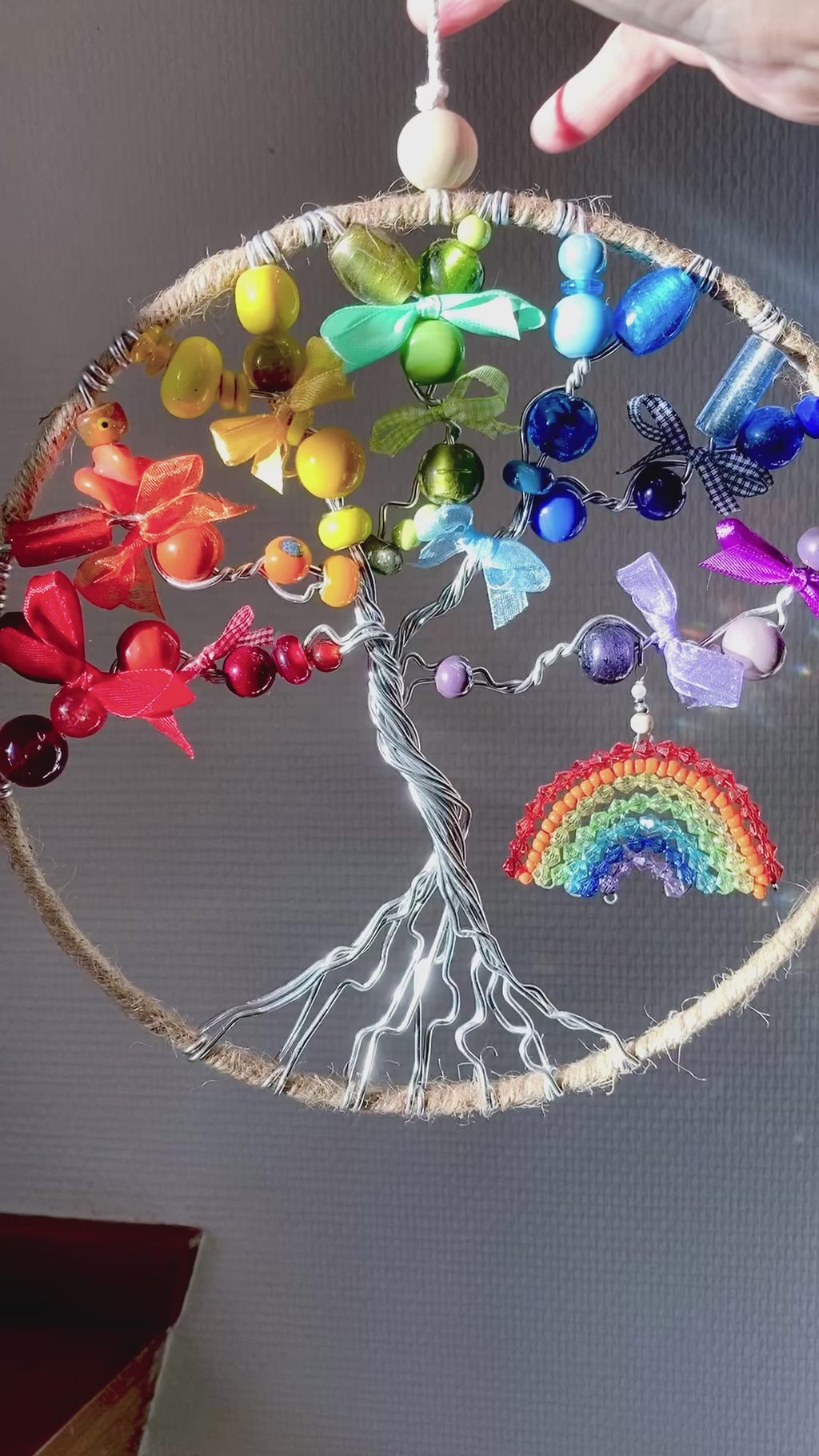Rainbow Tree of Life Wall Decoration with Bow Accents