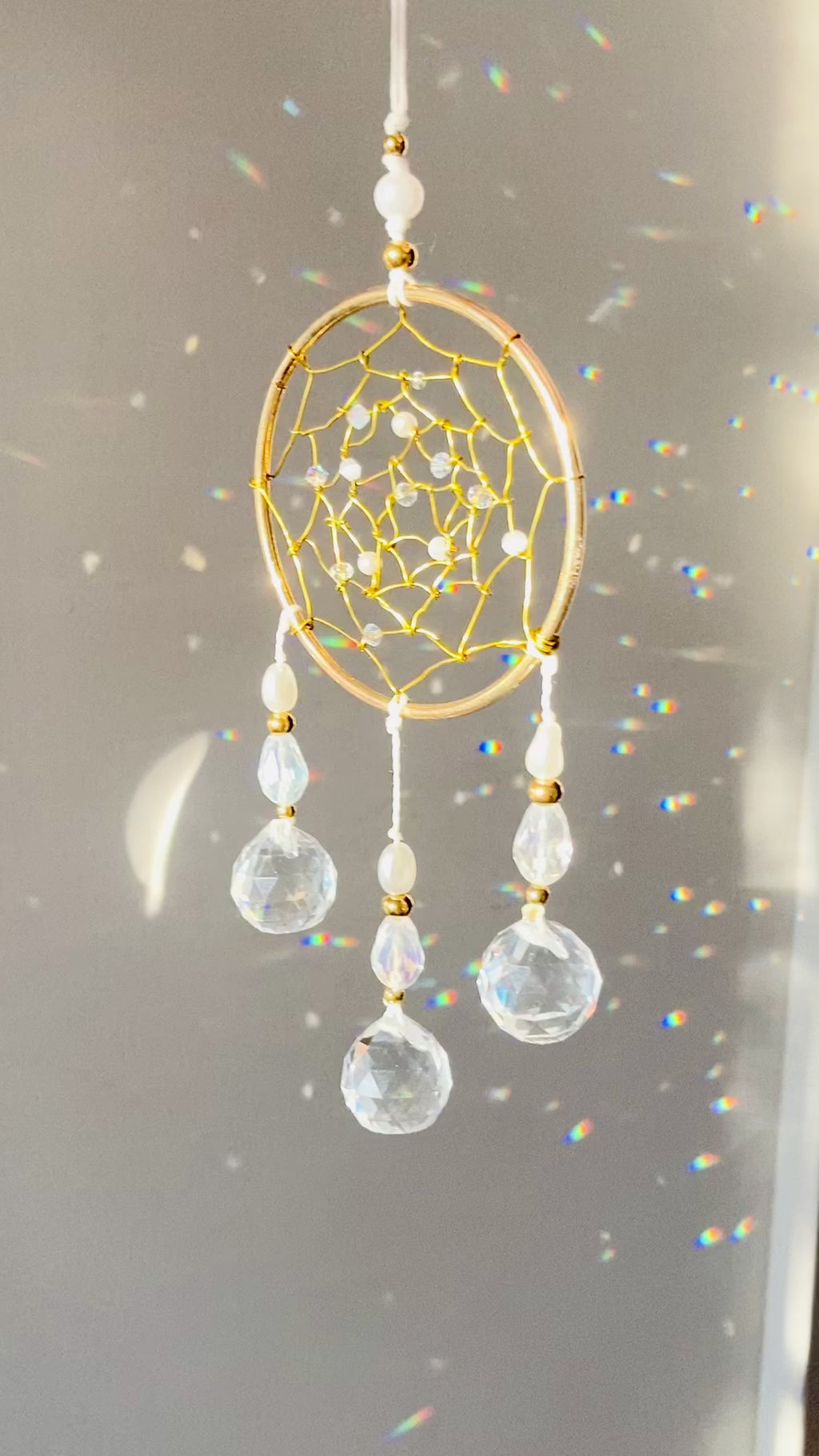 Handmade Golden Dreamcatcher Suncatcher