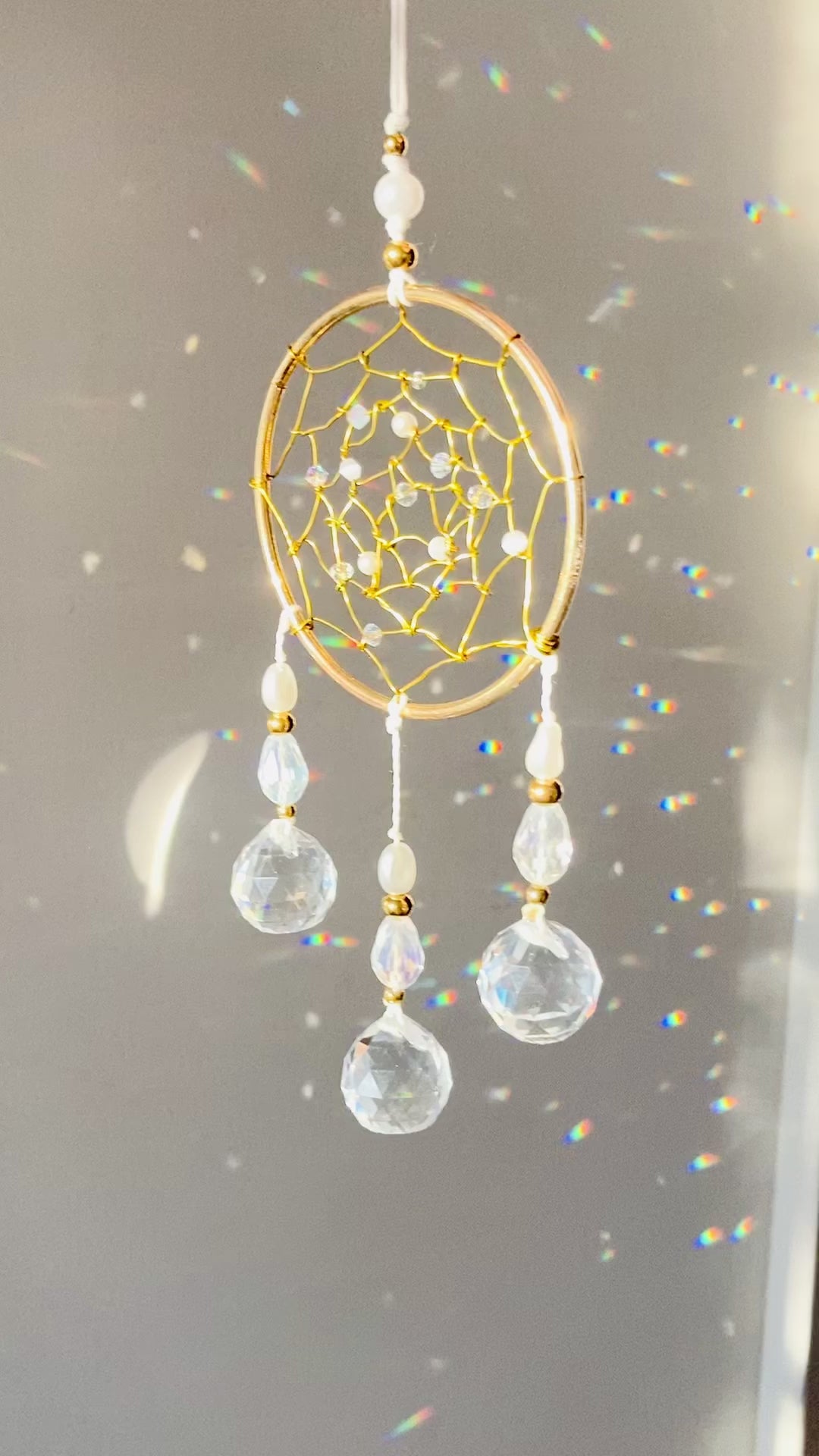 Handmade Golden Dreamcatcher Suncatcher