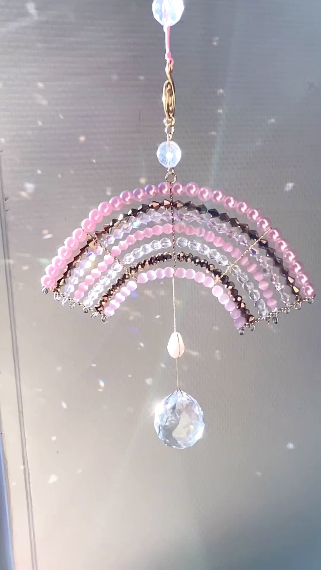 Handmade Pink & Gold Rainbow Suncatcher