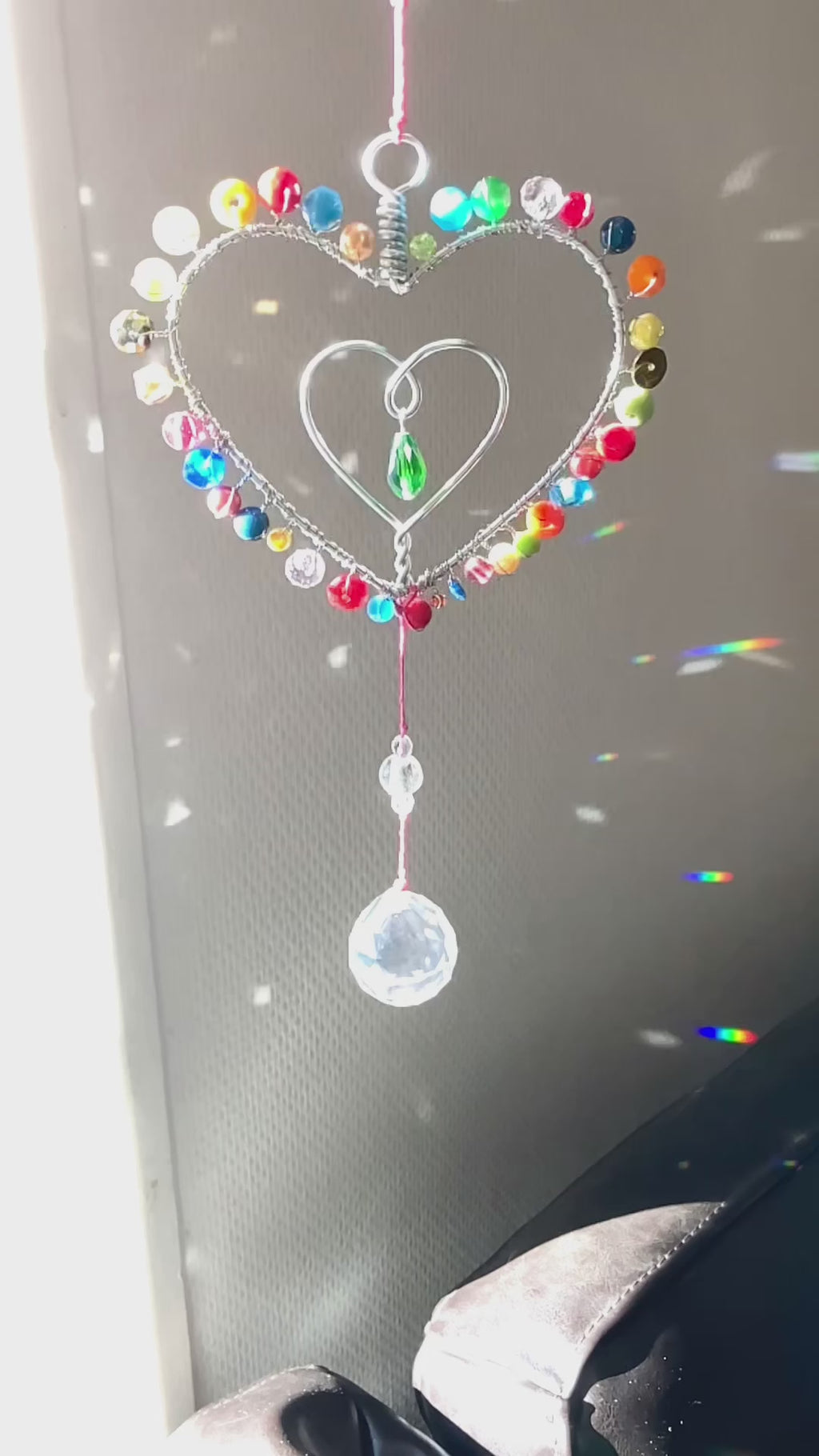 Handmade Tutti Frutti Heart Suncatcher