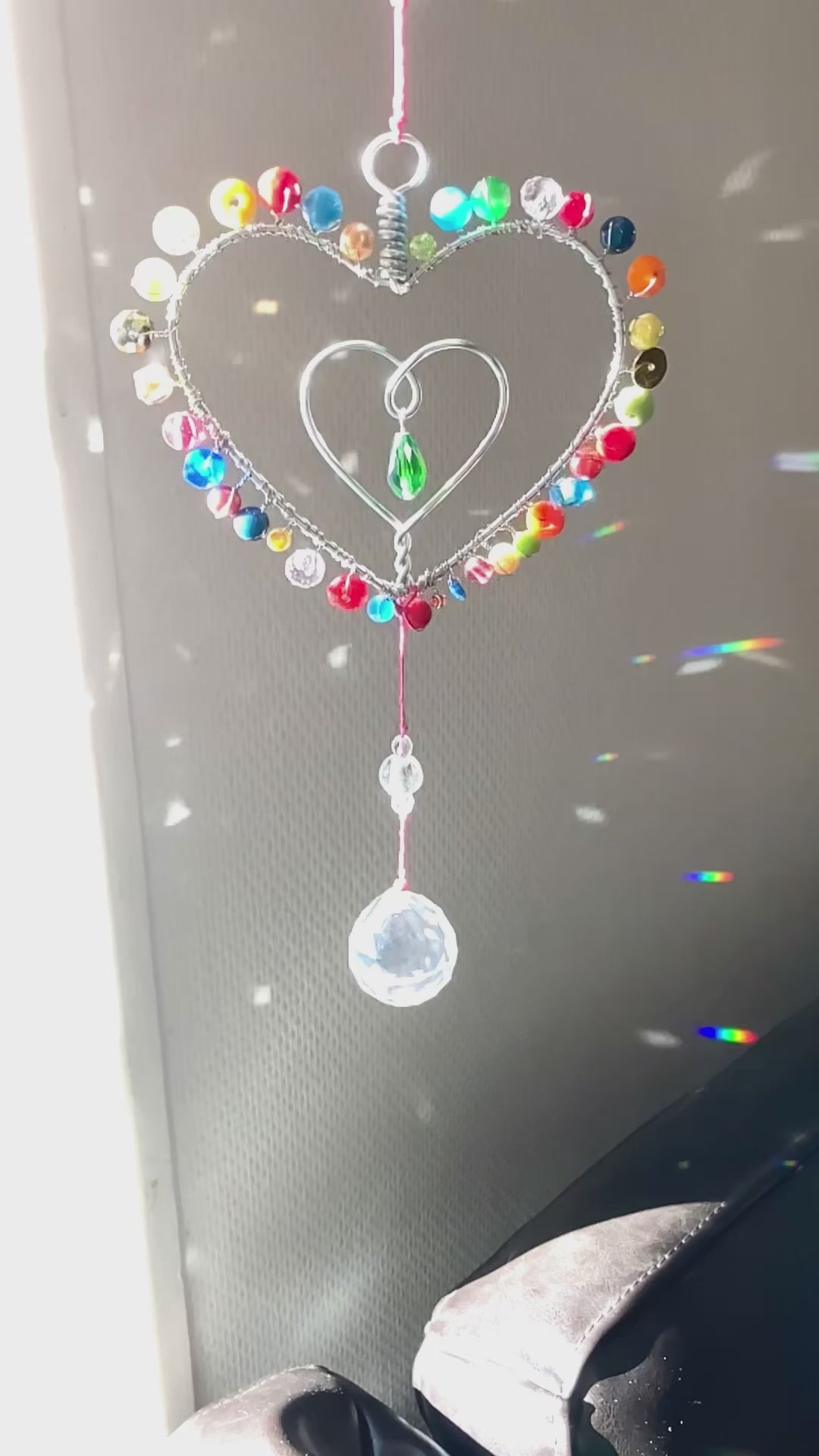 Handmade Tutti Frutti Heart Suncatcher