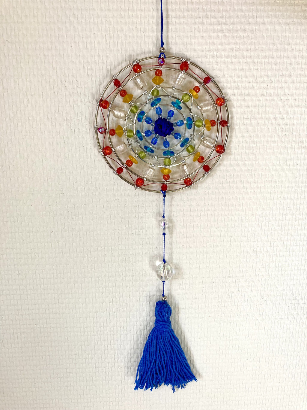 Handmade Rainbow Mandala Suncatcher with Tassel