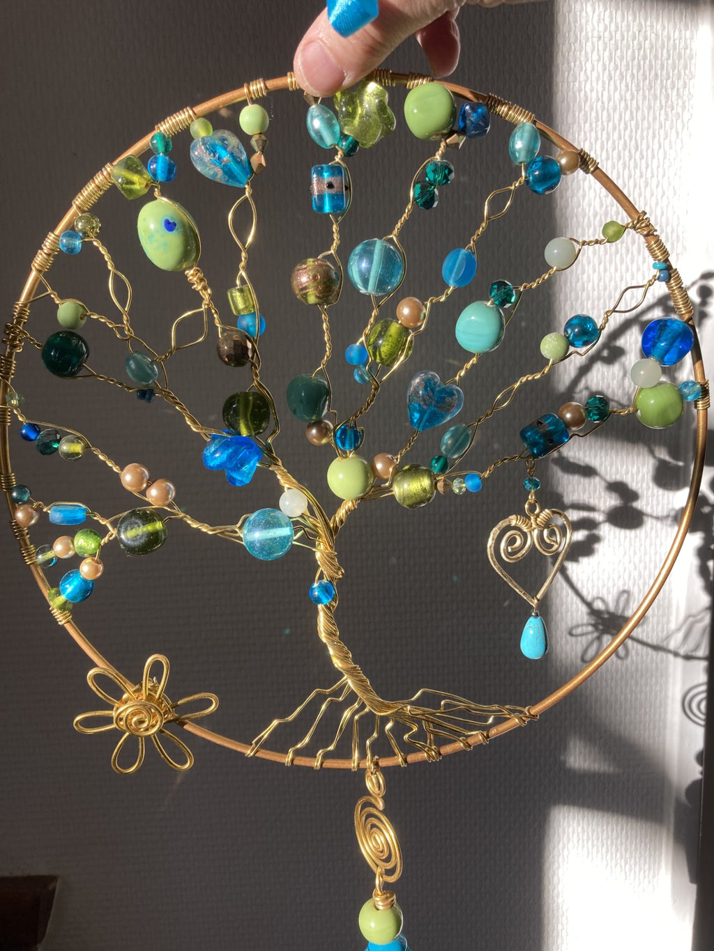Summer Tree of Life Wall Decoration - Gold & Turquoise