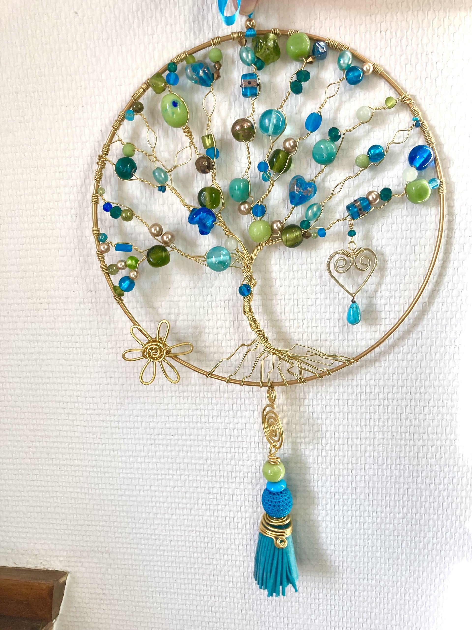 Summer Tree of Life Wall Decoration - Gold & Turquoise