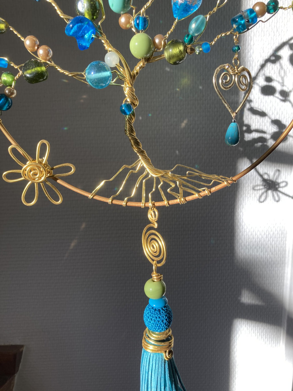 Summer Tree of Life Wall Decoration - Gold & Turquoise