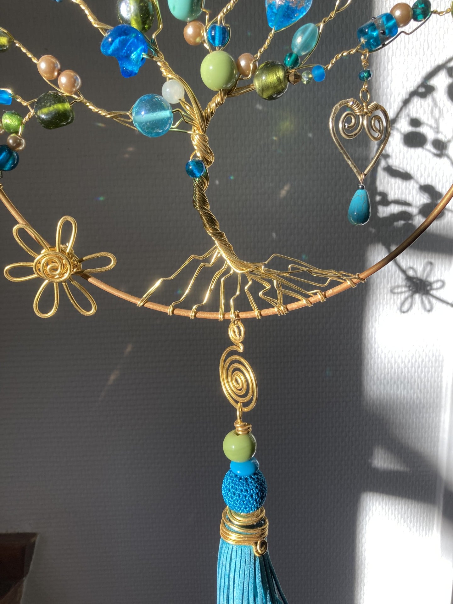Summer Tree of Life Wall Decoration - Gold & Turquoise