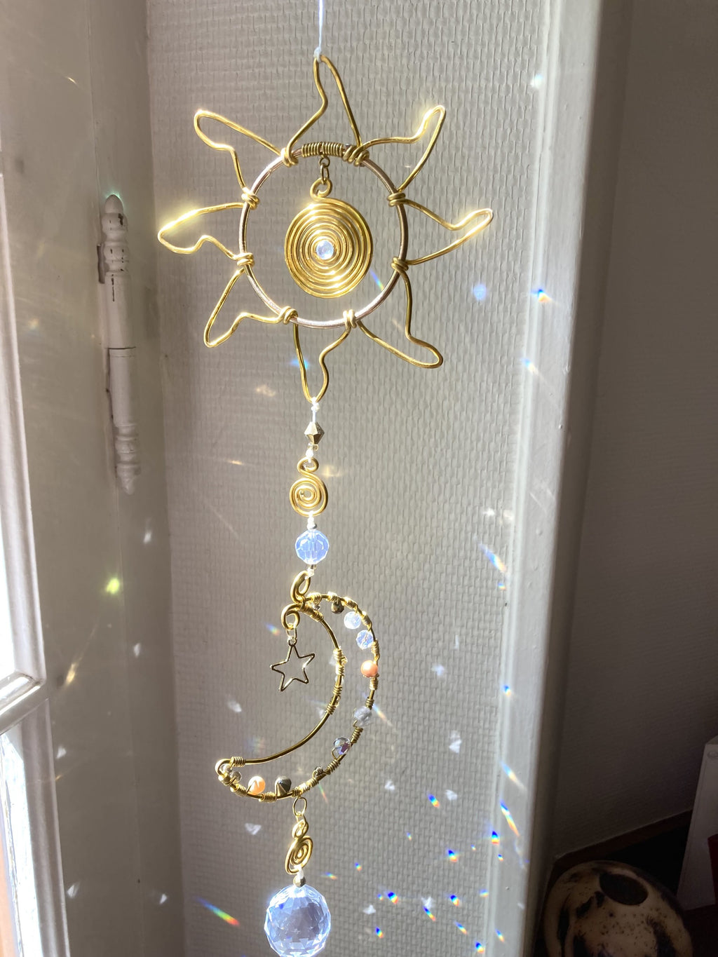 Handmade Celestial Sun and Moon Suncatcher