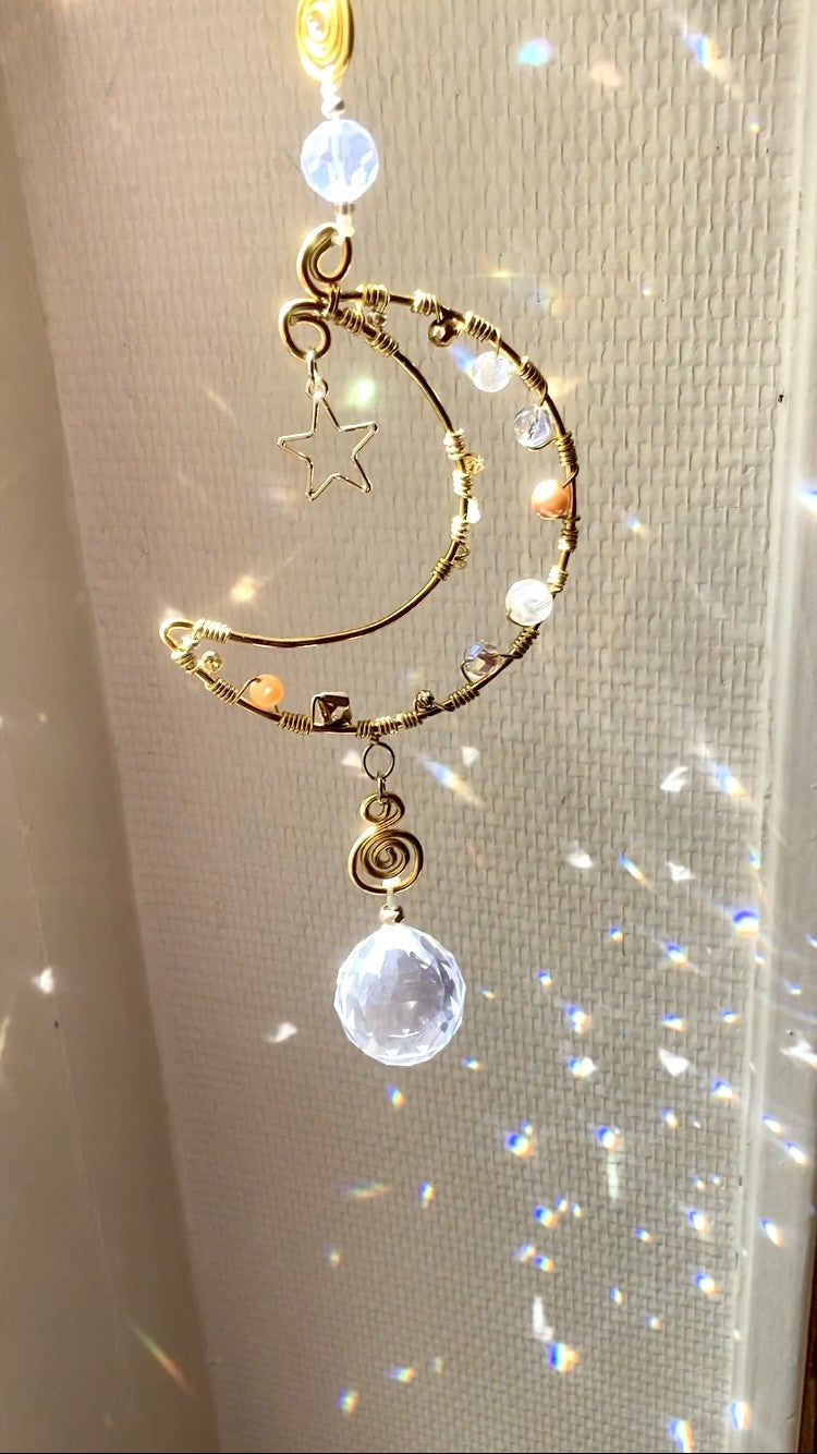 Handmade Celestial Sun and Moon Suncatcher