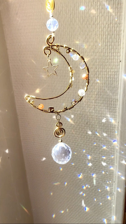 Handmade Celestial Sun and Moon Suncatcher
