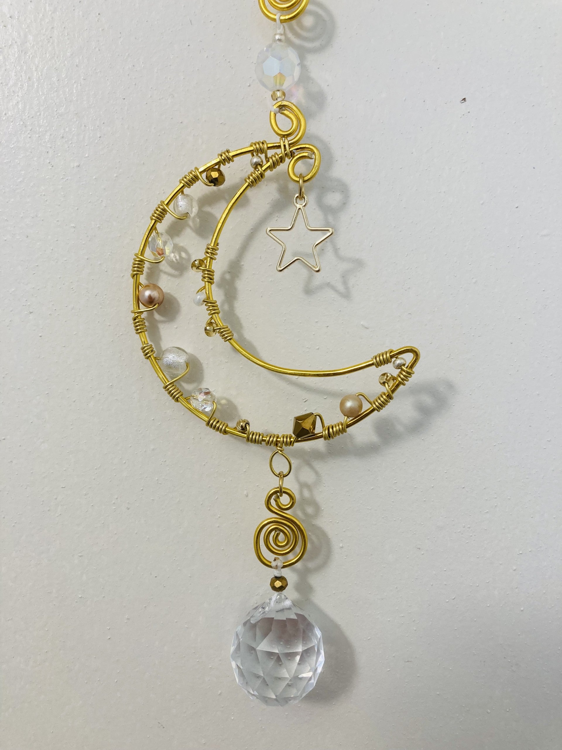 Handmade Celestial Sun and Moon Suncatcher