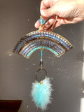 Arched Rainbow Suncatcher - Turquoise, Lilac & Gold