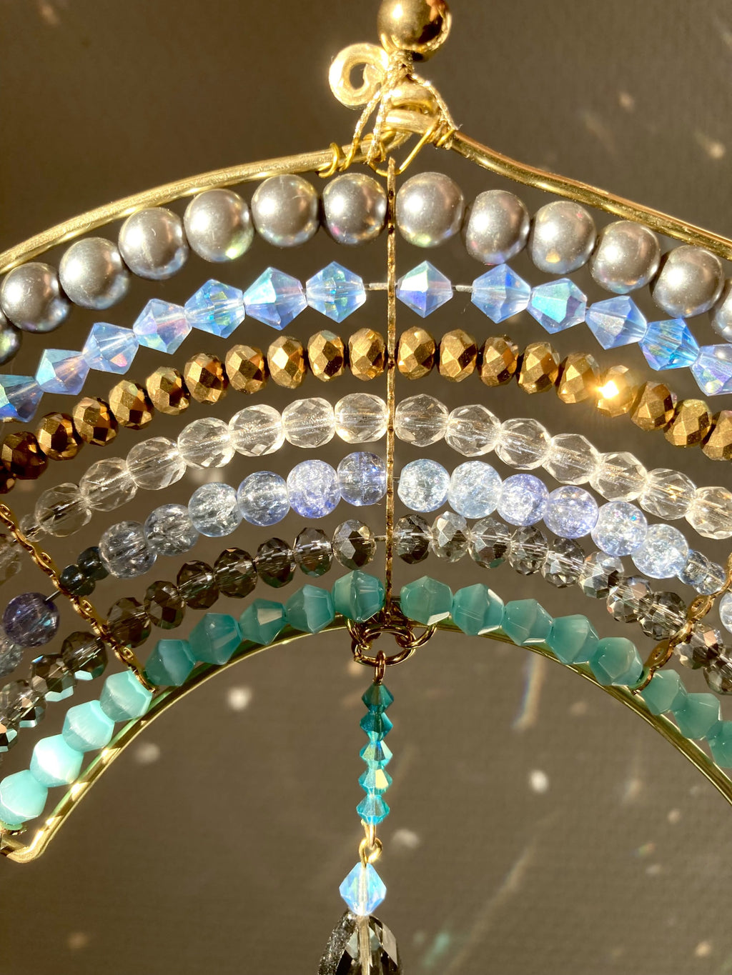 Arched Rainbow Suncatcher - Turquoise, Lilac & Gold