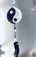 Handmade Yin Yang Balance Suncatcher with Feathers